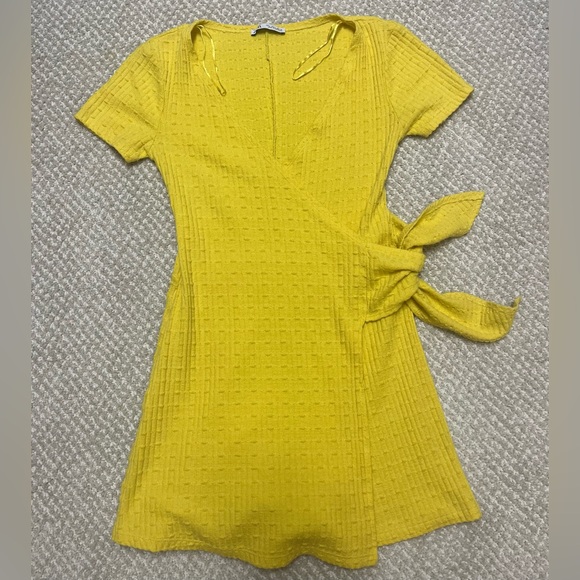 Zara Dresses & Skirts - Zara yellow romper, looks like a dress, crossover tie.